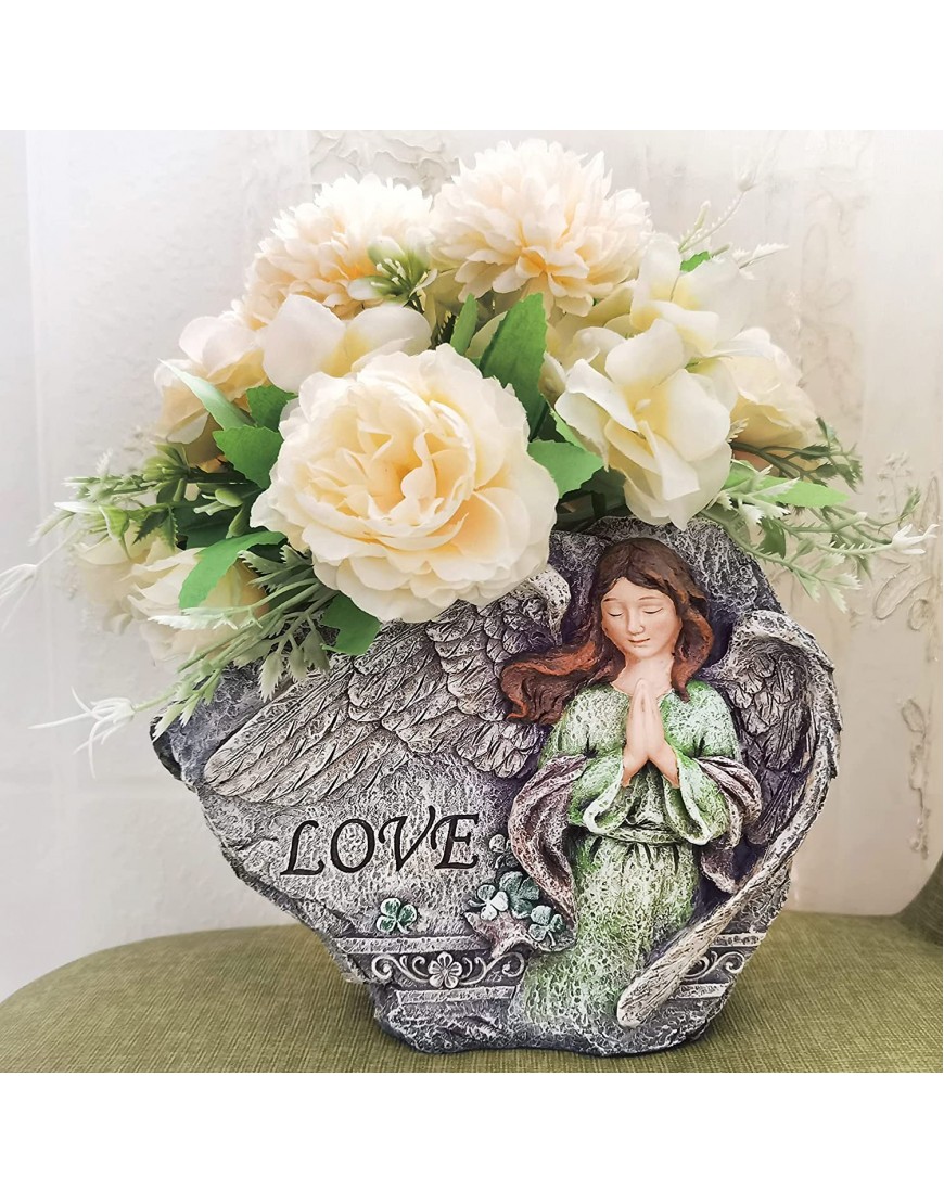 YQQY Resin Flower Pots Creative Angel Planter with Drain Hole Praying Angel Statue Craft Ornament for Garden Home Office Patio Yard Cemetery Decor