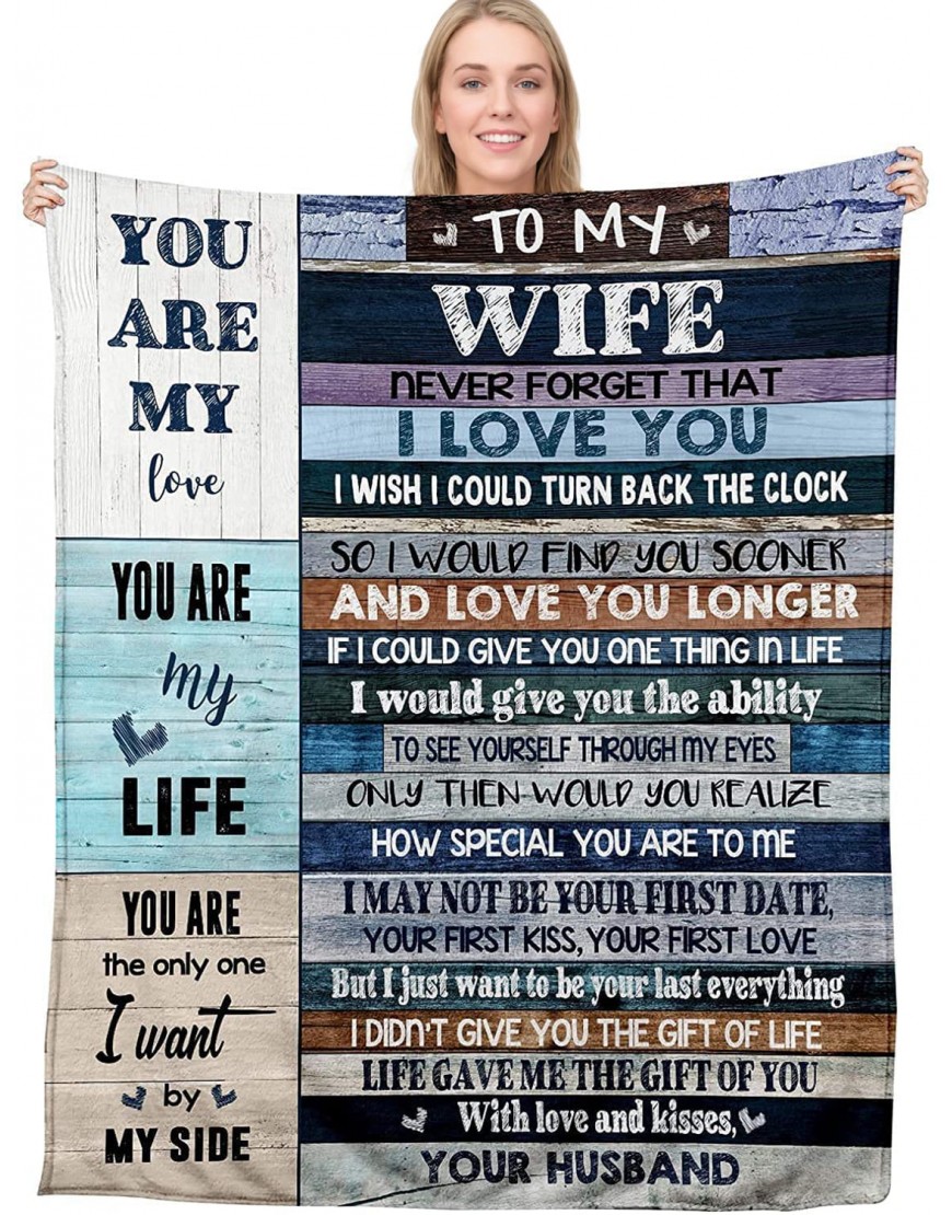 Anniversary Romantic Gift for Wife Ultra-Soft Micro Fleece Sherpa Throw Blanket Valentines Day Gifts for Her Wife Birthday Gifts from Husband for Bedding Sofa and Travel