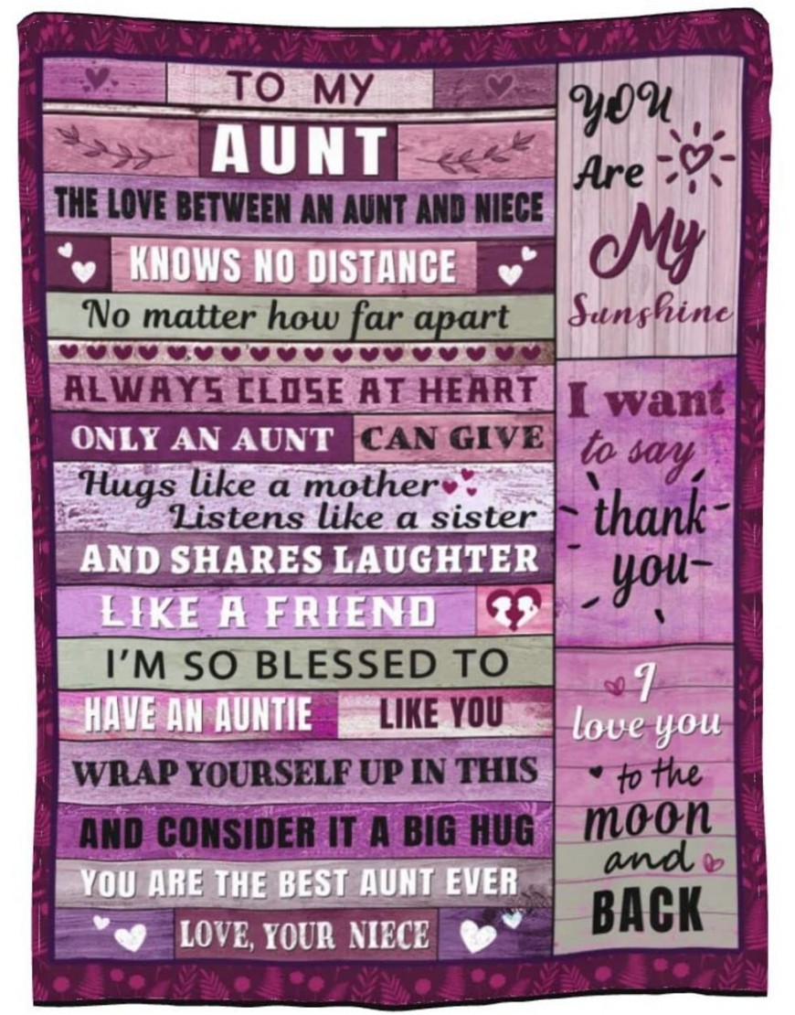 Auntie Gifts from Niece Soft Throw Blanket Birthday Gifts for Aunt Flannel Warm 50 x 60