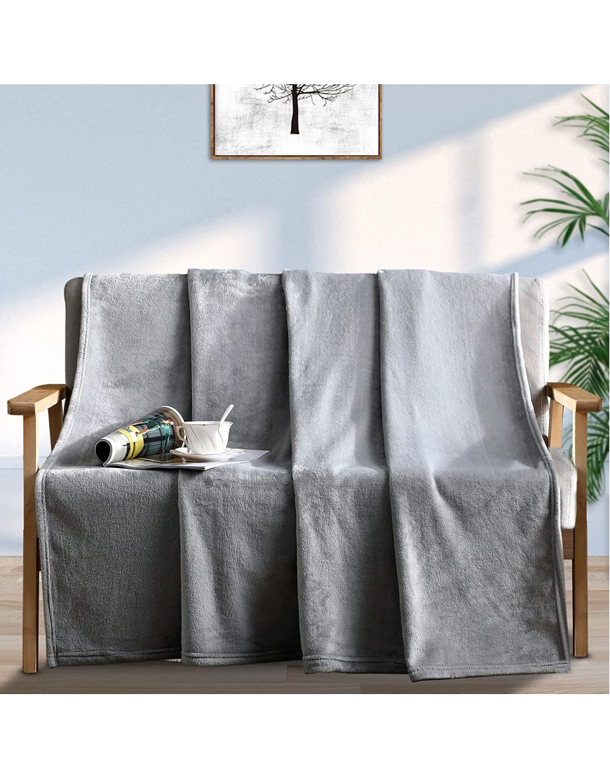 Bertte Plush Fleece Fuzzy Lightweight Super Soft Microfiber Flannel Couch Bed Sofa Ultra Luxurious Warm and Cozy for All Seasons Throw Blanket 50 in x 60 in Light Grey