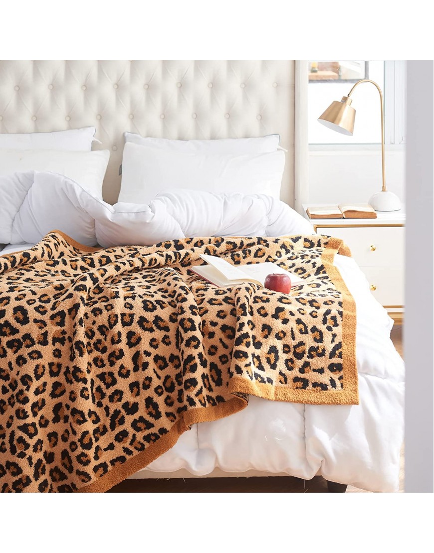 Bigreat Knitted Leopard Print Throw Blanket Thick Warm Cozy Plush Throws and Blankets for Women Men and Kids Soft Microfiber Decorative Blanket for Couch Sofa Travel All Seasons Suitable 50X60