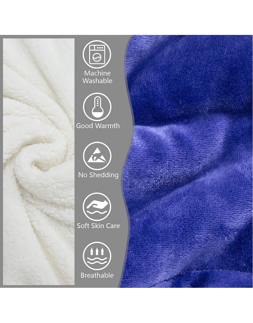 Blue Sherpa Fleece Blanket Throw Size Fuzzy Plush Flannel Blanket for Couch Sofa and Bed Microfiber Lightweight Reversible Soft Cozy Warm Luxury Bed Throw Blanket 50x60 Inches