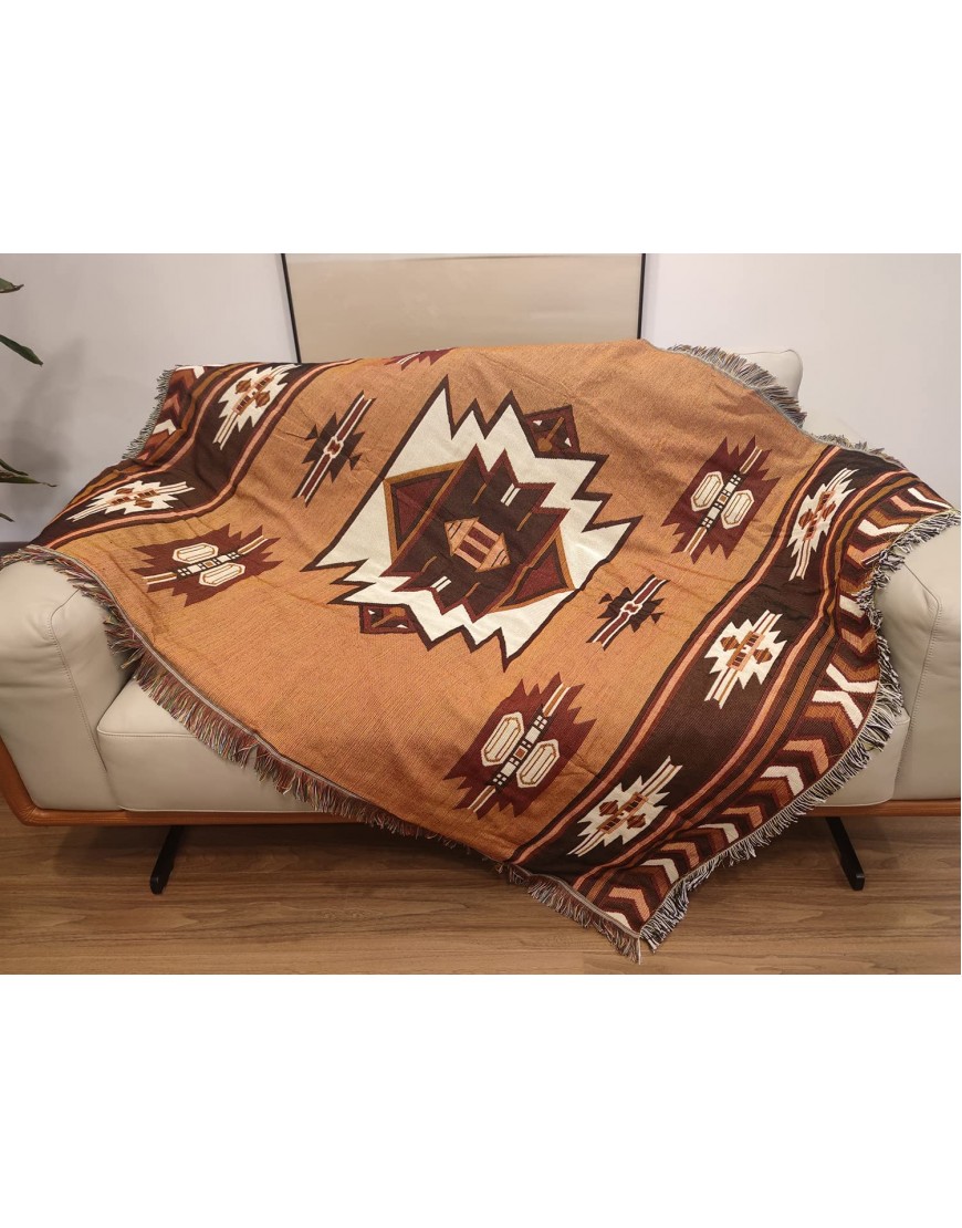 CCHYF Aztec Throw Blanket Native American Blanket Southwestern Boho Decor Reversible Woven Tassels Mexican Blankets and Throws for Couch Bed Chair Wall Tapestry Livingroom Outdoor Beach Brown 51x63