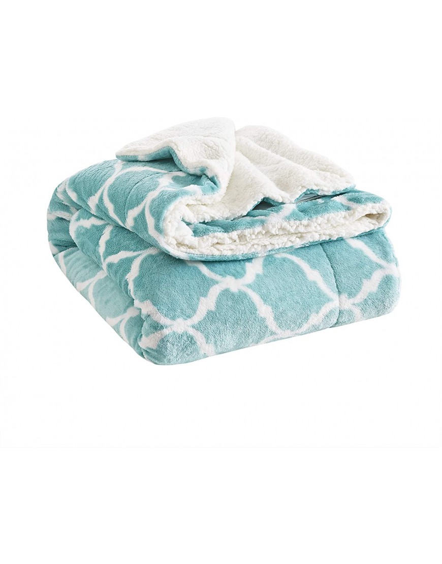 Comfort Spaces Ultra Soft and Cozy Sherpa Throw Blankets for Couch and Bed Plush Fleece Reversible Throw-Blanket with Fuzzy Faux FurThrows 50x60 Aqua Ogee