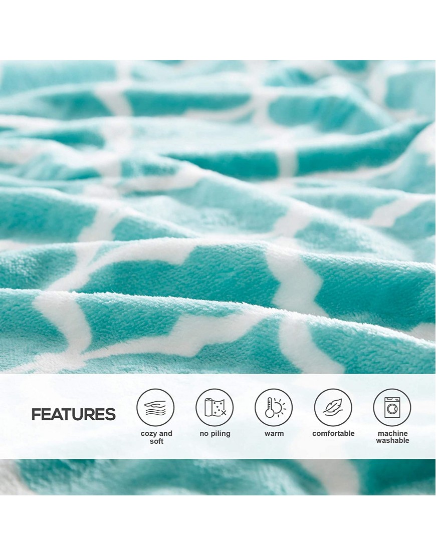 Comfort Spaces Ultra Soft and Cozy Sherpa Throw Blankets for Couch and Bed Plush Fleece Reversible Throw-Blanket with Fuzzy Faux FurThrows 50x60 Aqua Ogee