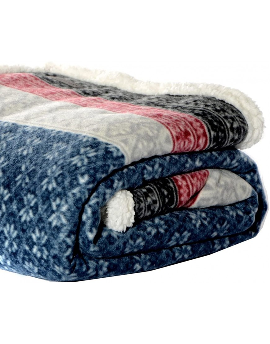 Eddie Bauer Home | Brushed Collection | Giftable Sherpa Fleece Reversible Throw Ultra Soft & Cozy Perfect for Bed or Couch Fair Isle Midnight