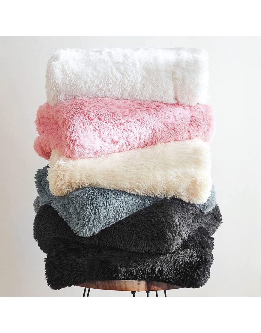 EHEYCIGA Faux Fur Sherpa Blanket Throw Black Fuzzy Super Soft Furry Plush Warm Cozy Thick Shag Throw Blanket for Sofa Couch and Bed- 50x65 Inches