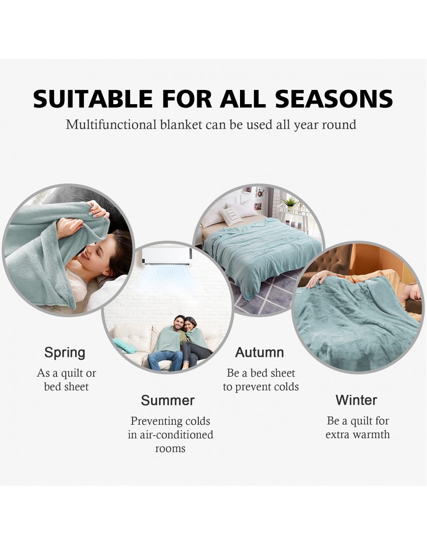 EIUE Soft Fuzzy Blanket,Twin Size 60'' x 80'' Full Body Warming Premium Fleece Bedding Quilt,All Season Throw Blanket for Adults KidsGrey Green