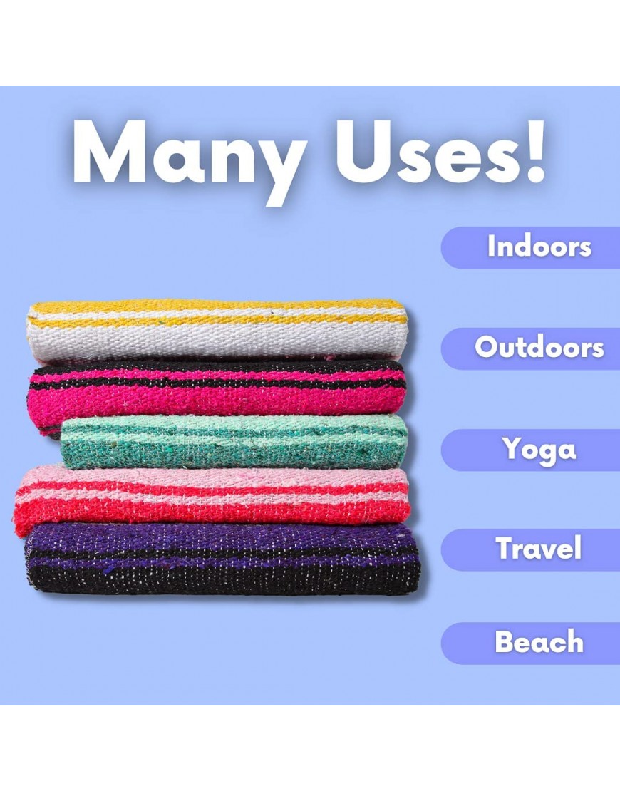 El Paso Designs Mexican Yoga Blanket | Colorful Falsa Serape | Park Blanket Yoga Towel Picnic Beach Blanket Patio Blanket Soft Woven Saddle Blanket Boho Home Décor Burgundy