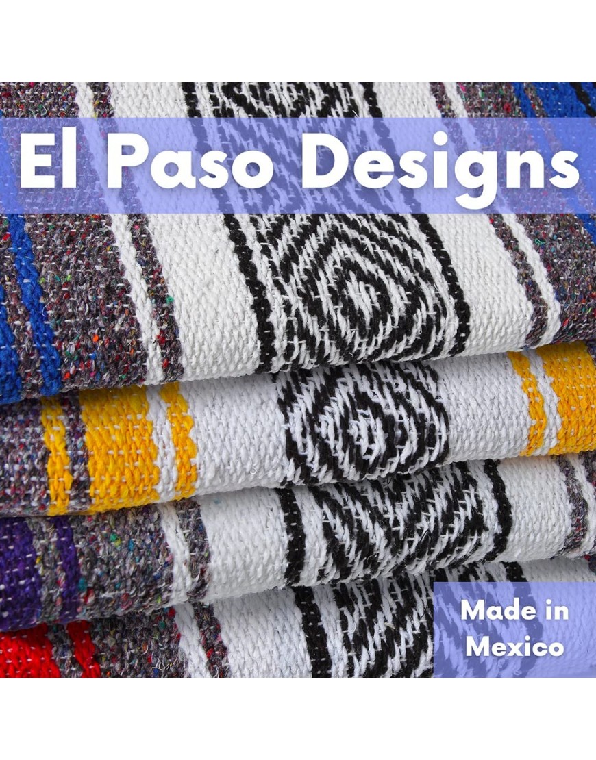 El Paso Designs Mexican Yoga Blanket | Colorful Falsa Serape | Park Blanket Yoga Towel Picnic Beach Blanket Patio Blanket Soft Woven Saddle Blanket Boho Home Décor Burgundy