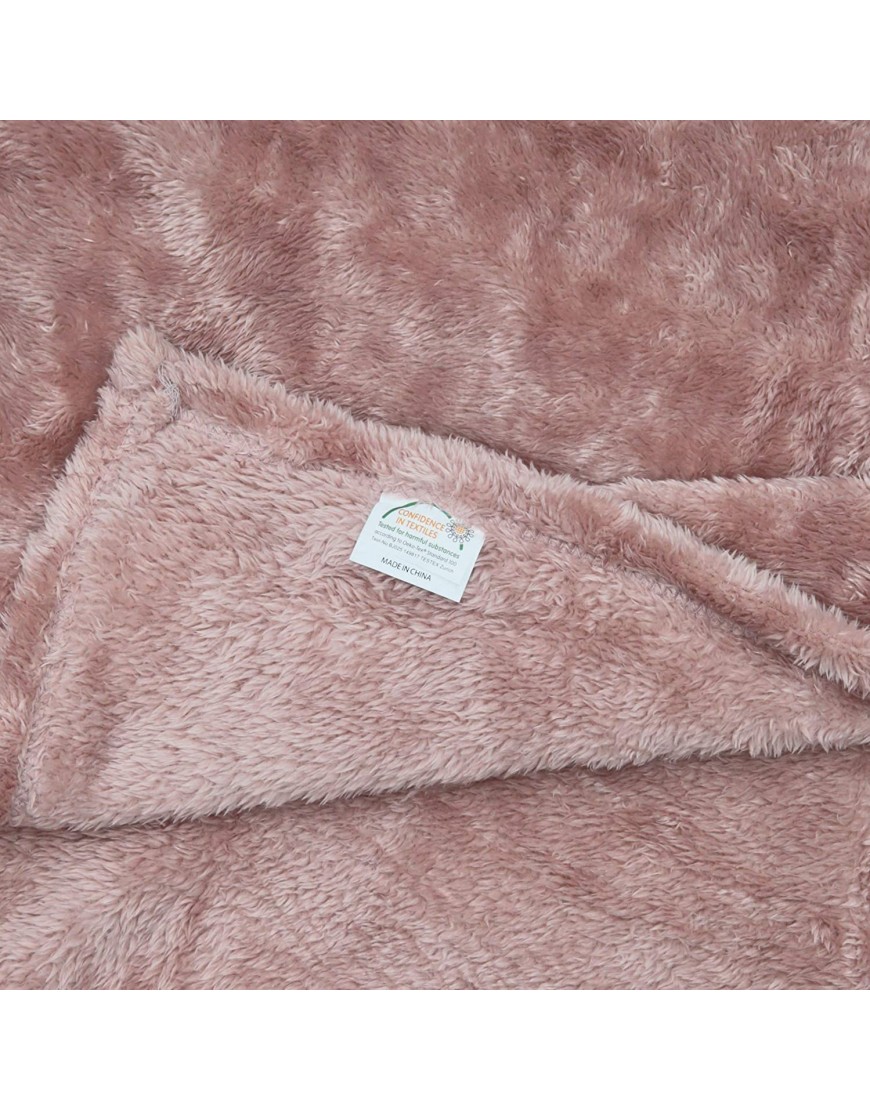 Exclusivo Mezcla Plush Fuzzy Large Fleece Throw Blanket 50 x 70 Dusty Pink- Soft Warm& Lightweight