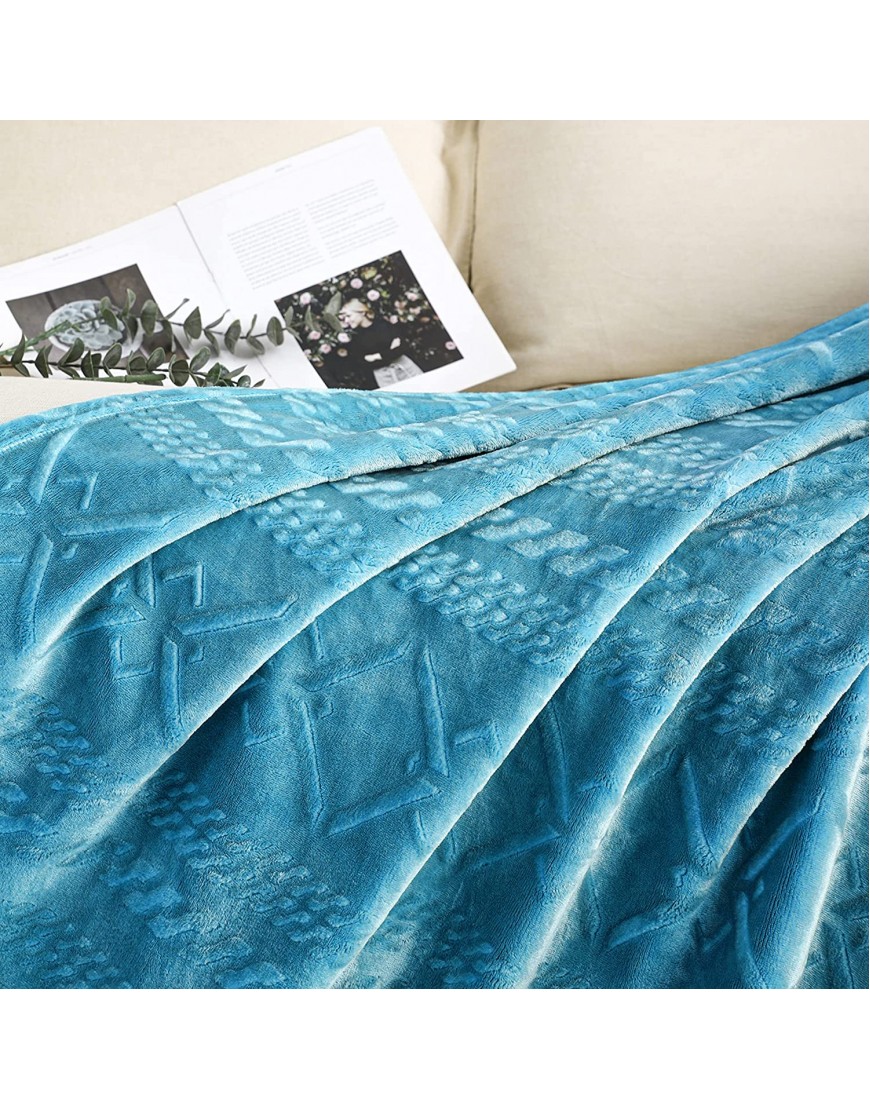 Exclusivo Mezcla Soft Throw Blanket Large Fuzzy Fleece Blanket Decorative Geometry Pattern Plush Throw Blanket for Couch Sofa Bed 50x60 Inches Slate Blue