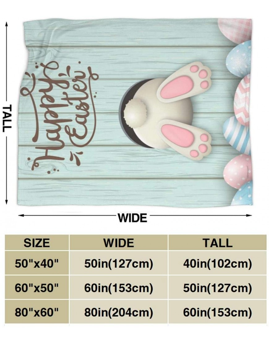 FeHuew Happy Easter Bunny Eggs Soft Throw Blanket 40x50 inch Lightweight Flannel Fleece Blanket for Couch Bed Sofa Travelling Camping for Kids Adults