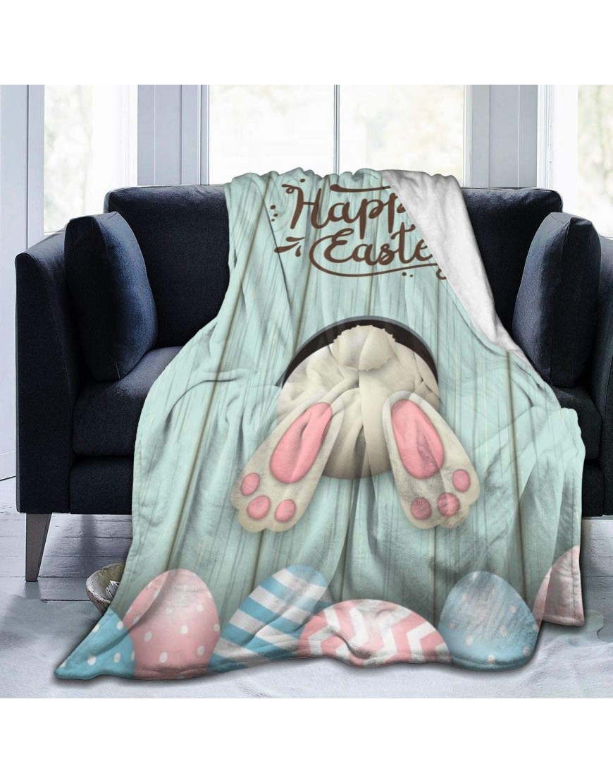 FeHuew Happy Easter Bunny Eggs Soft Throw Blanket 40x50 inch Lightweight Flannel Fleece Blanket for Couch Bed Sofa Travelling Camping for Kids Adults
