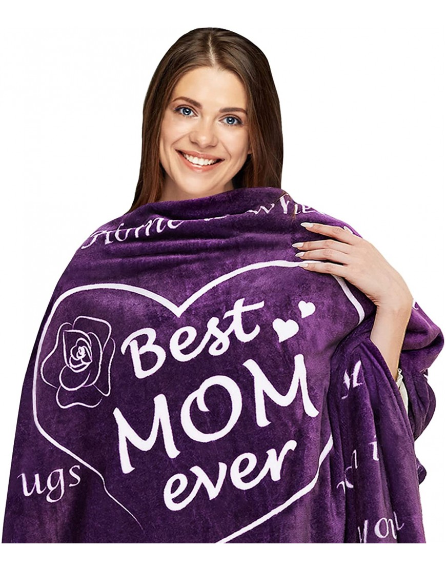 Gifts for Mom Blanket I Love You Mom Birthday Gifts for Mom from Daughter Mothers Day Mom Gifts for Women After Birth Gifts for Women Fuzzy Throw Blanket 50"x 60" Purple