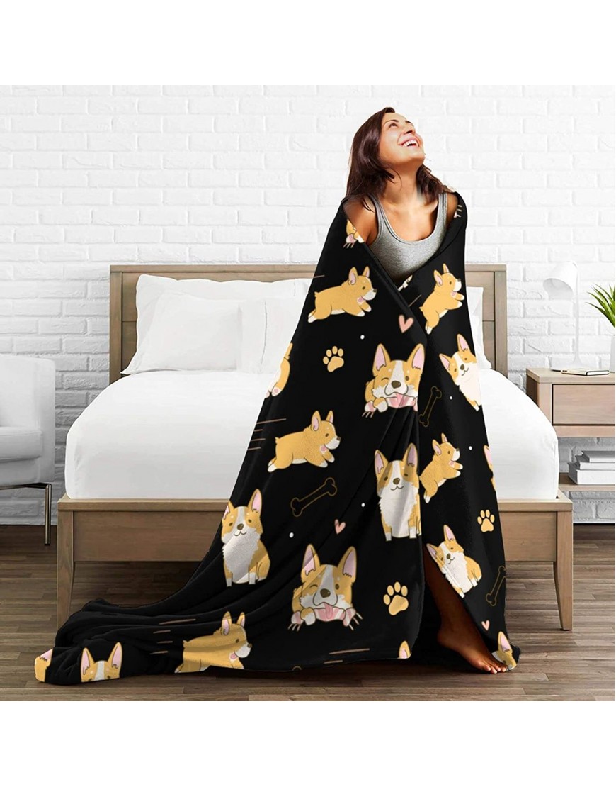 GYUIYTI Cute Corgis Blanket 60X50 Inch Corgis Throw Blanket Fleece Flannel Soft Blanket for Bedroom Sofa Living Room