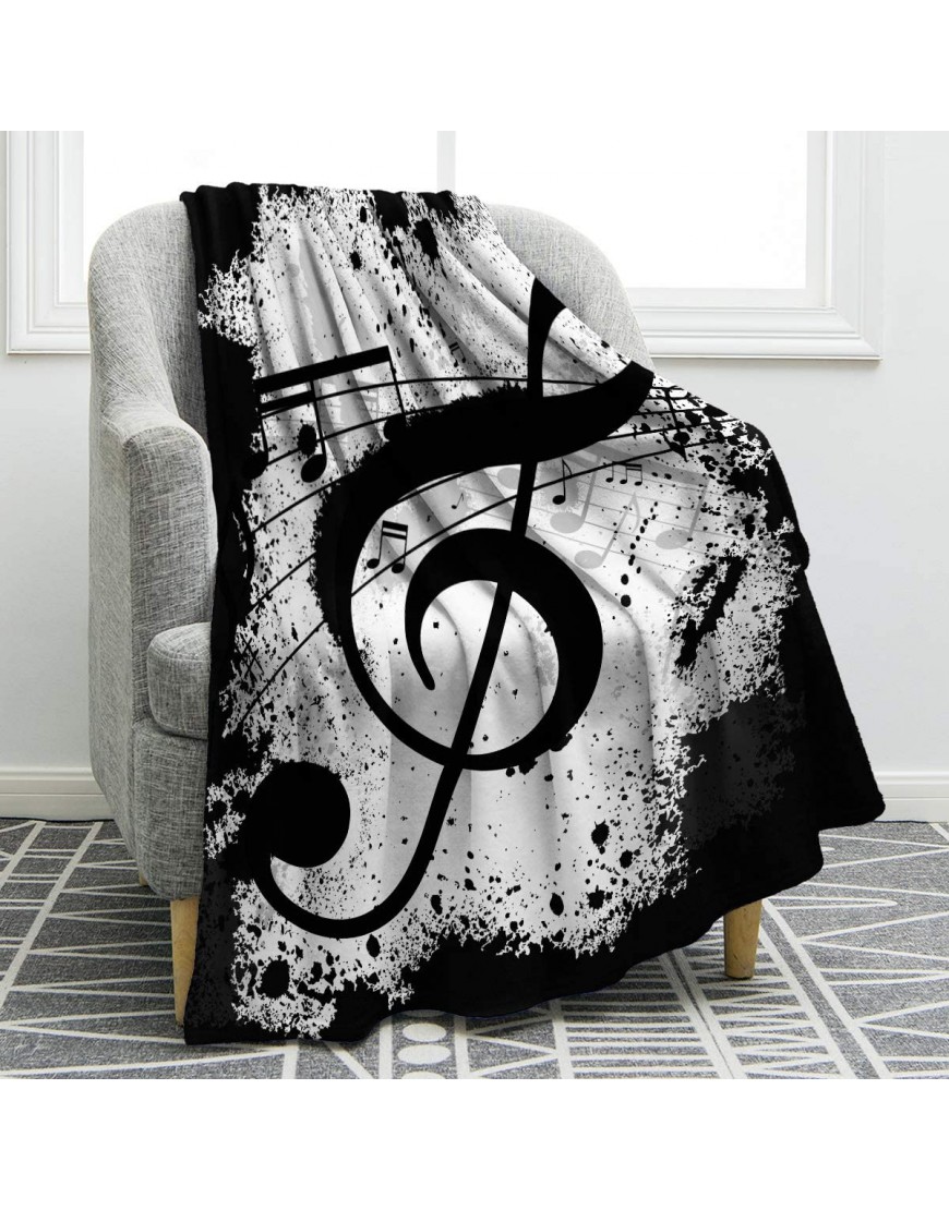 Jekeno Music Note Blanket Double Sided Print Throw Blanket Soft Comfortable for Sofa Chair Bed Office 50"x60"