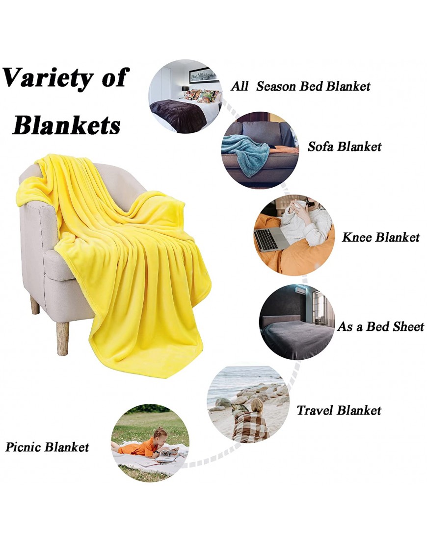 JIAHANNHA Flannel Fleece Blanket Throw Size50 by 60 Inches,Yellow Throw Blanket for Couch Sofa Bed 280GSM,Super Soft Plush Cozy and Lightweight Warm Bed Blanket for All Season