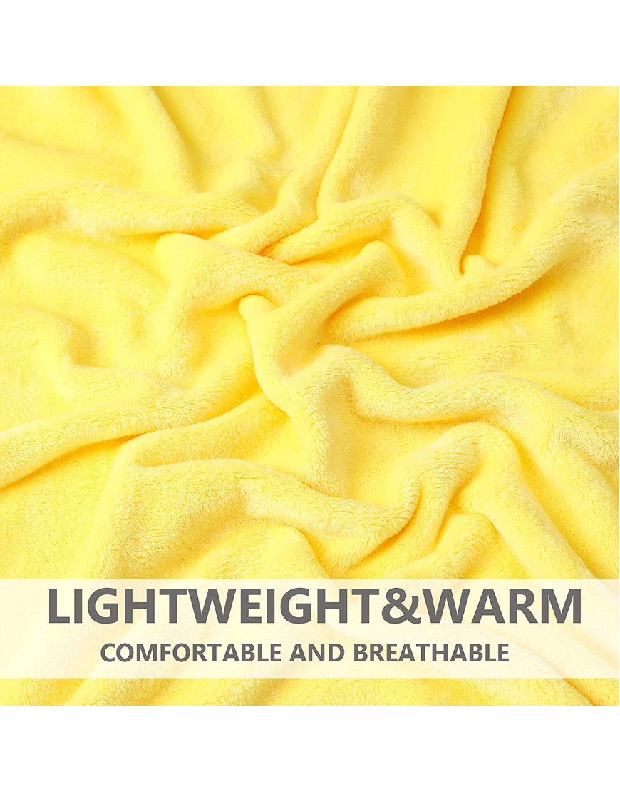 JIAHANNHA Flannel Fleece Blanket Throw Size50 by 60 Inches,Yellow Throw Blanket for Couch Sofa Bed 280GSM,Super Soft Plush Cozy and Lightweight Warm Bed Blanket for All Season