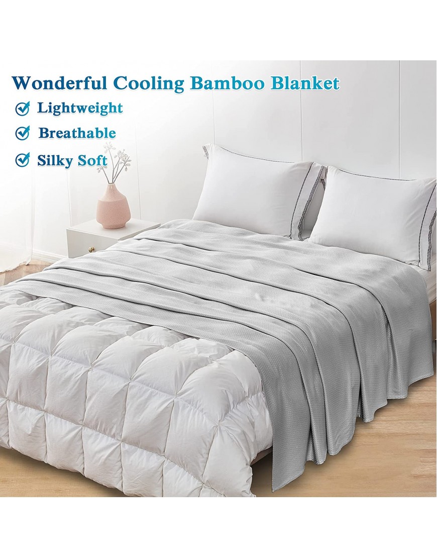 KPBLIS Cooling Bamboo Blankets for Hot Sleepers Lightweight Summer Big Cool Blankets Full Size Thin Bamboo Extra Cool Throw Blankets for Hot Flashes 71x79 inches Light Grey