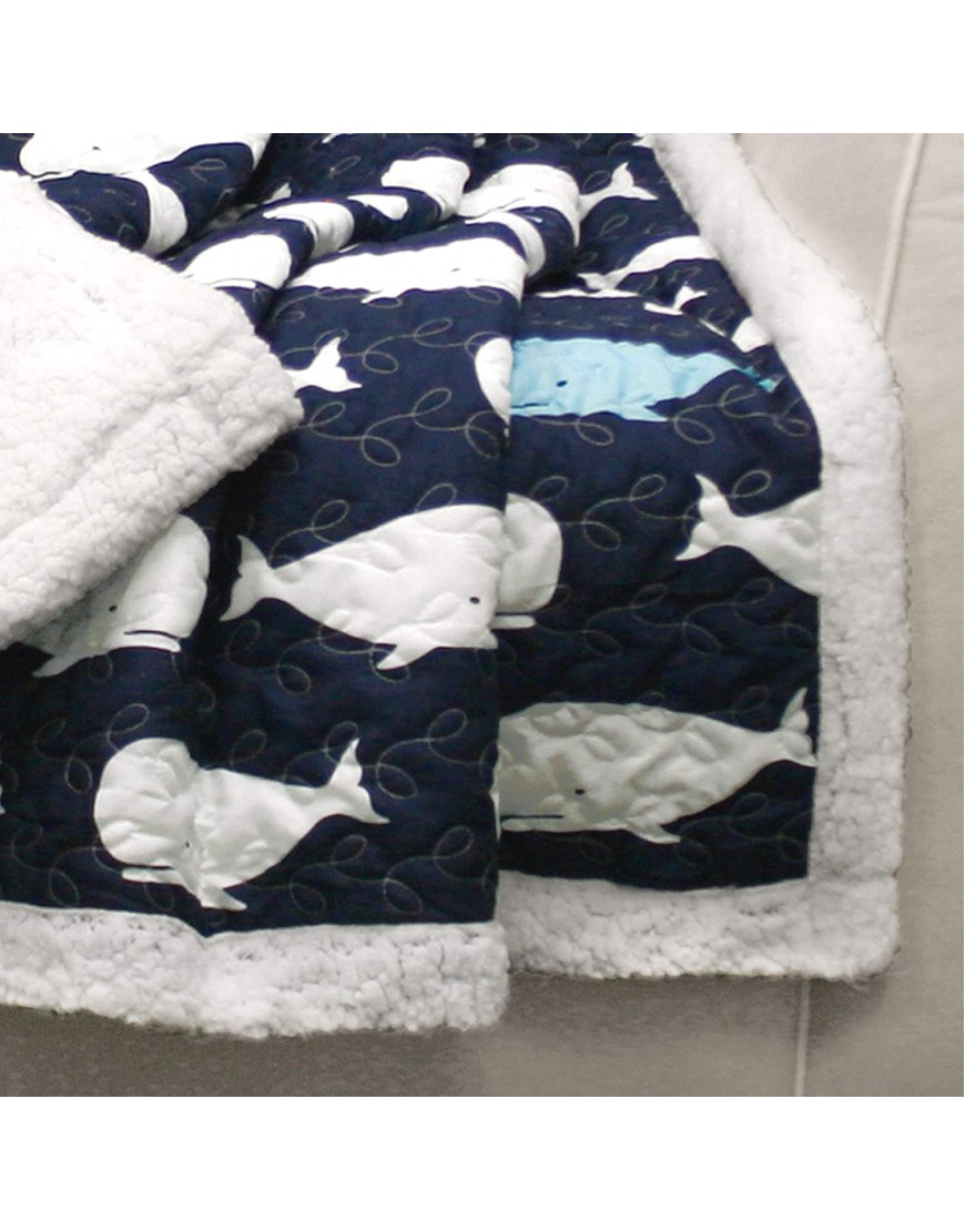 Lush Decor Navy Whale Throw | Ocean Animal Print Fuzzy Reversible Sherpa Blanket-60” x 50 60 x 50