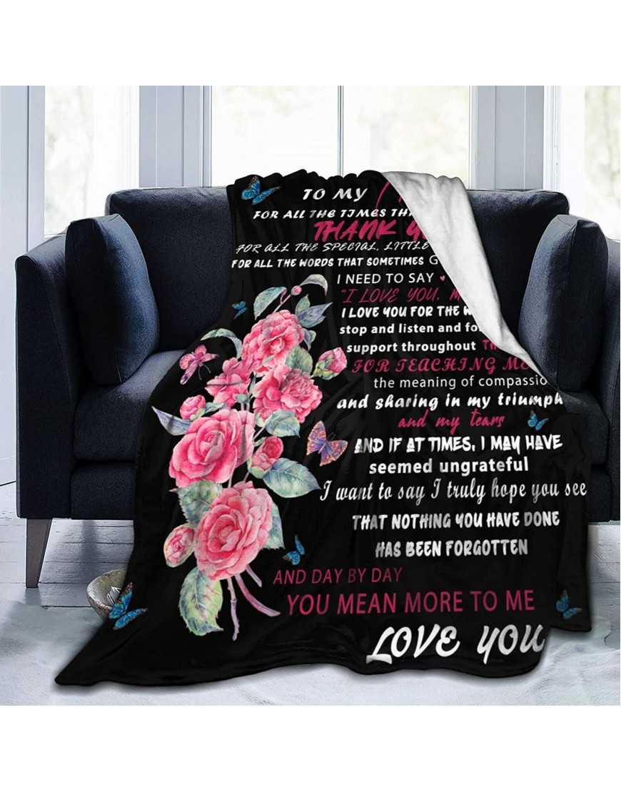 Mom Gift from Son Daughter Personalized Soft Flannel Blankets Flower Butterfly Throw Blankets Gift for Mothers Day Birthday Family Holiday 50x 60