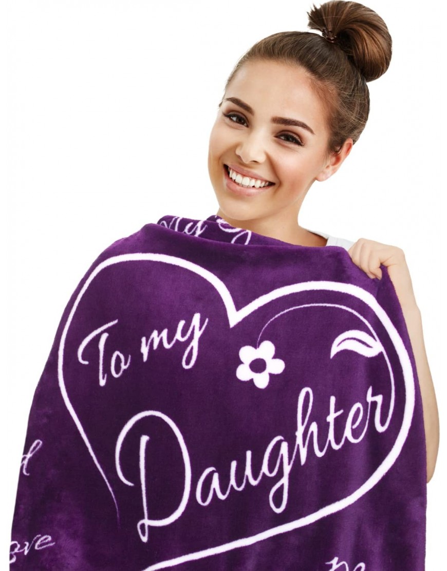 Mothers Day Gifts for Daughters Blanket from Mom or Dad My Daughter Gift from Mom First Mother’s Day for Daughters Birthday Gifts for Adult Daughter Idea Throw Blanket 65” x 50” Purple