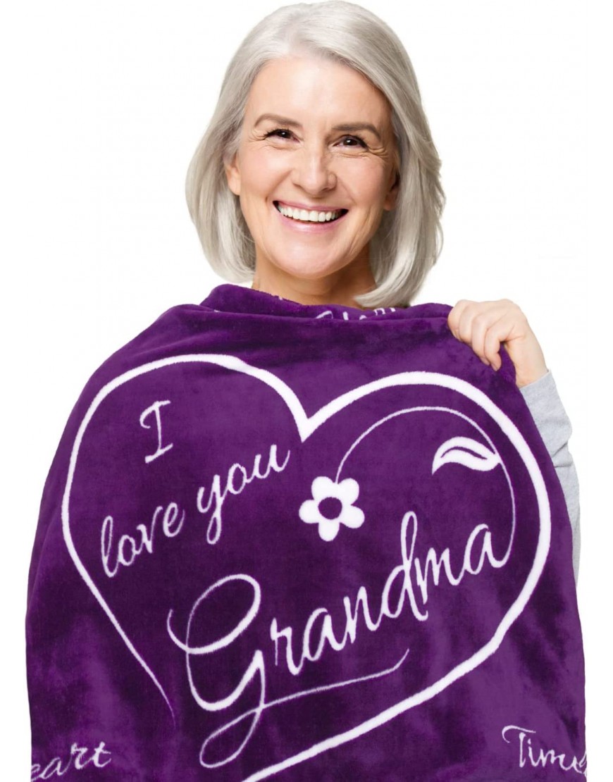 Mothers Day Gifts for Grandma Blanket from Grandkids Grandma Gifts from Grandchildren Grandma Birthday Gifts for Grandma Best Great Grandmother Gifts Throw Blanket 65” x 50” Purple