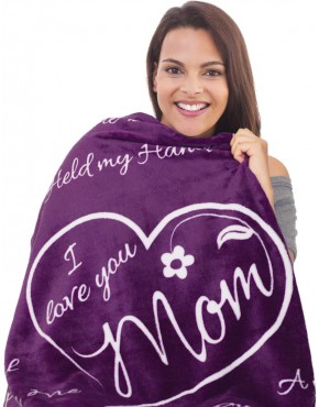 Mothers Day Gifts for Mom Blanket Mom Gifts from Daughter for Mother’s Day Birthday Gifts for Mom from Son Mom Birthday Gift from Daughter Happy Birthday Throw Blanket 65” x 50” Purple