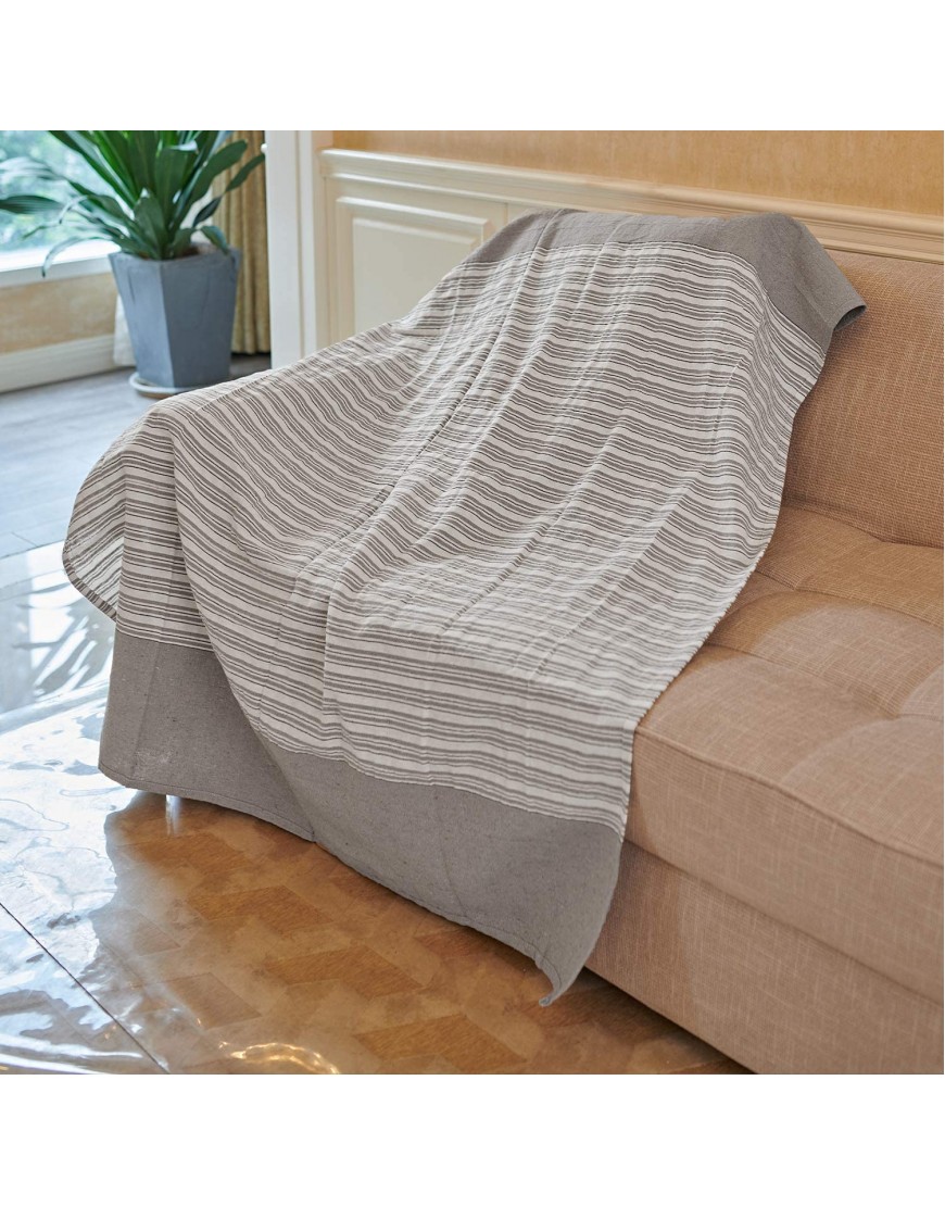 MOTINI Lightweight Cotton Throw Blanket Grey Striped Soft Cozy Decorative Blankets for Sofa Couch 50 x 60 inch