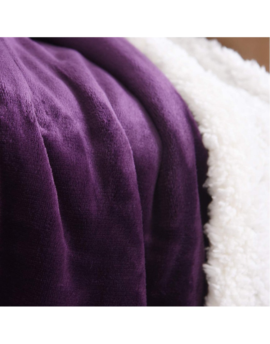 NANPIPER Sherpa Blanket Super Soft Fuzzy Flannel Fleece Wool Like Reversible Velvet Plush Couch Blanket Lightweight Warm Blankets for Winter Throw Size 50x60 Purple
