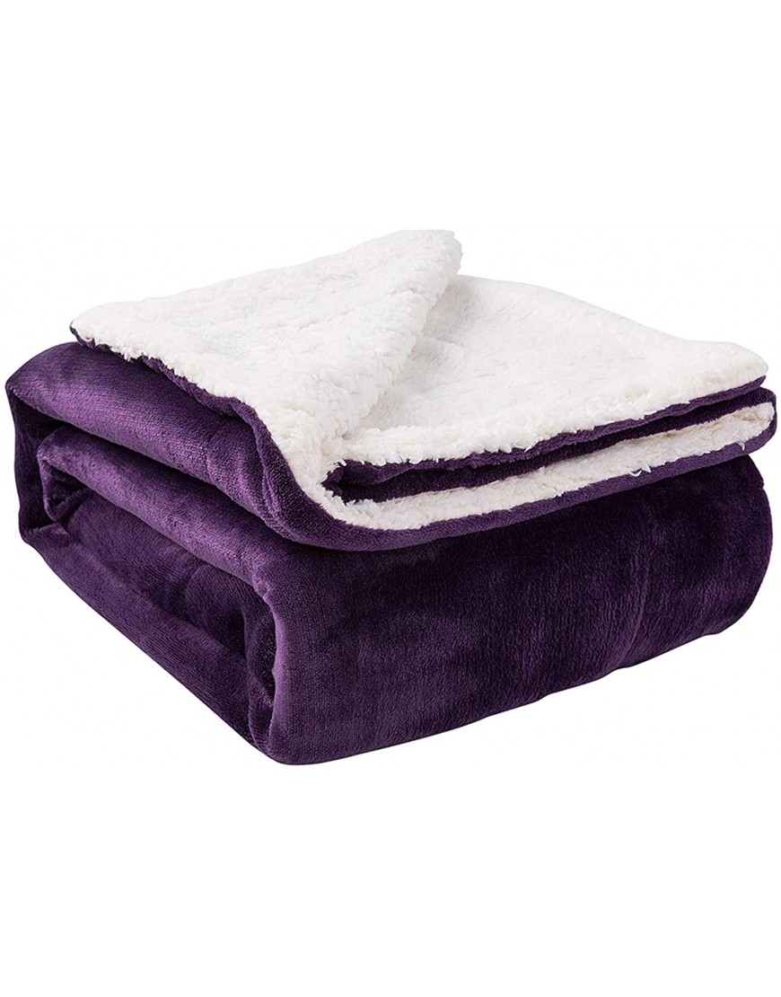 NANPIPER Sherpa Blanket Super Soft Fuzzy Flannel Fleece Wool Like Reversible Velvet Plush Couch Blanket Lightweight Warm Blankets for Winter Throw Size 50"x60" Purple