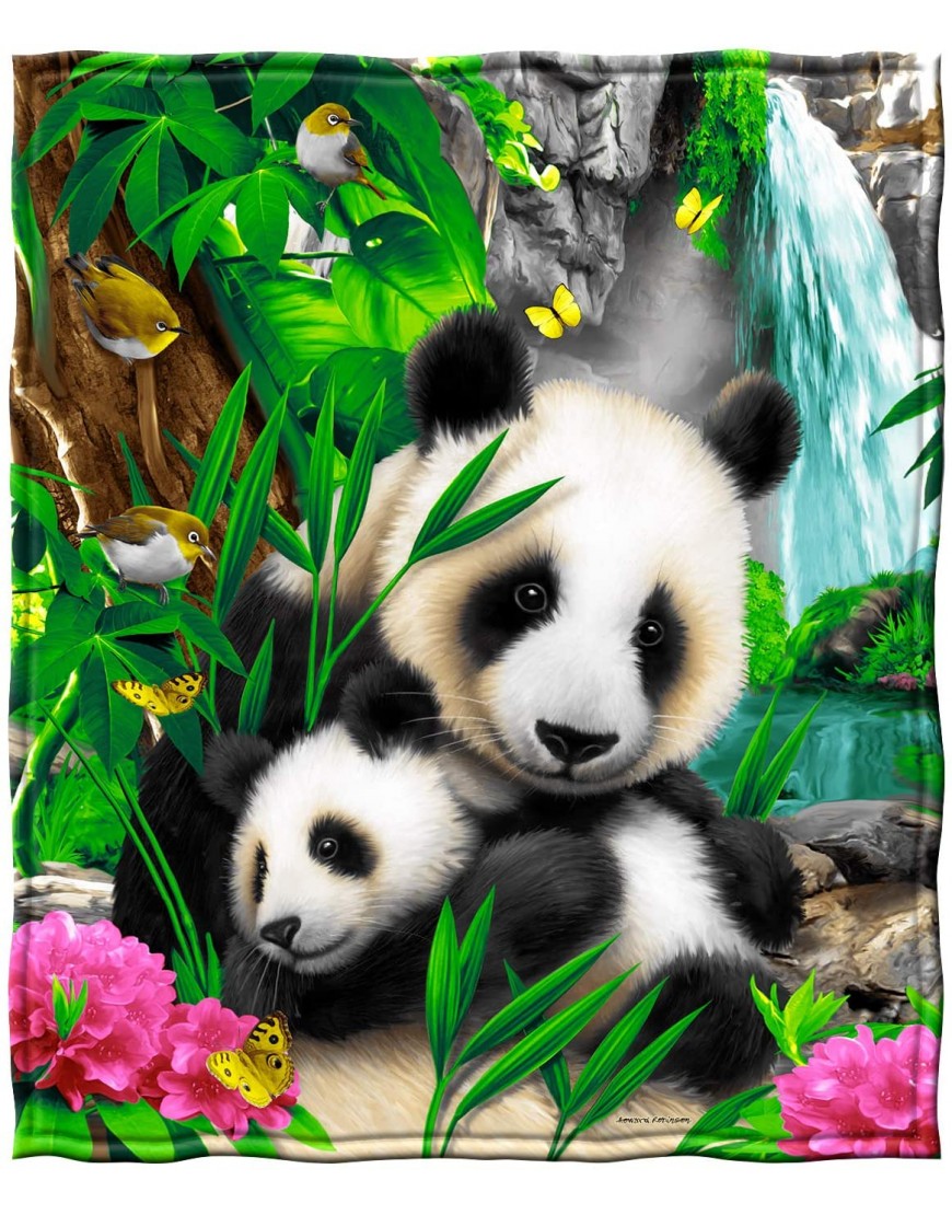 Precious Pandas Super Soft Plush Fleece Throw Blanket