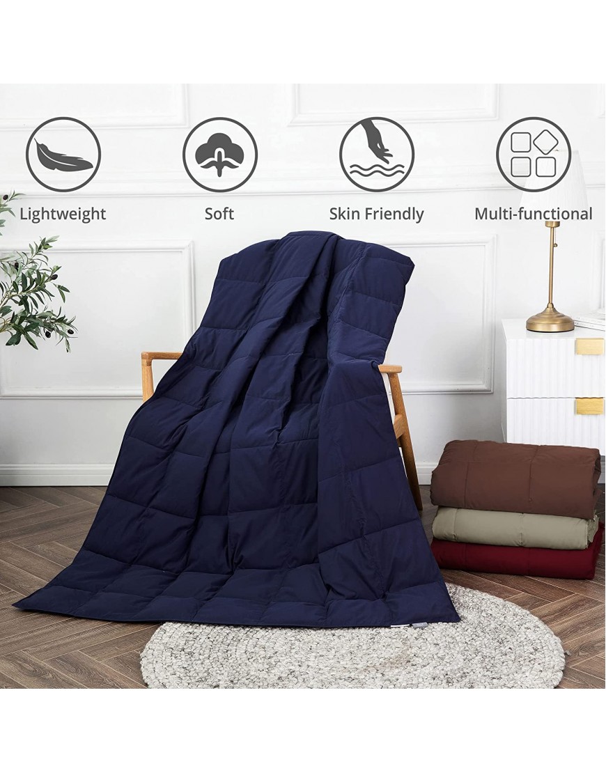 puredown Soft Down Throw Blanket Lightweight Packable Couch Throw for Indoor and Outdoor Use 50X70 Navy