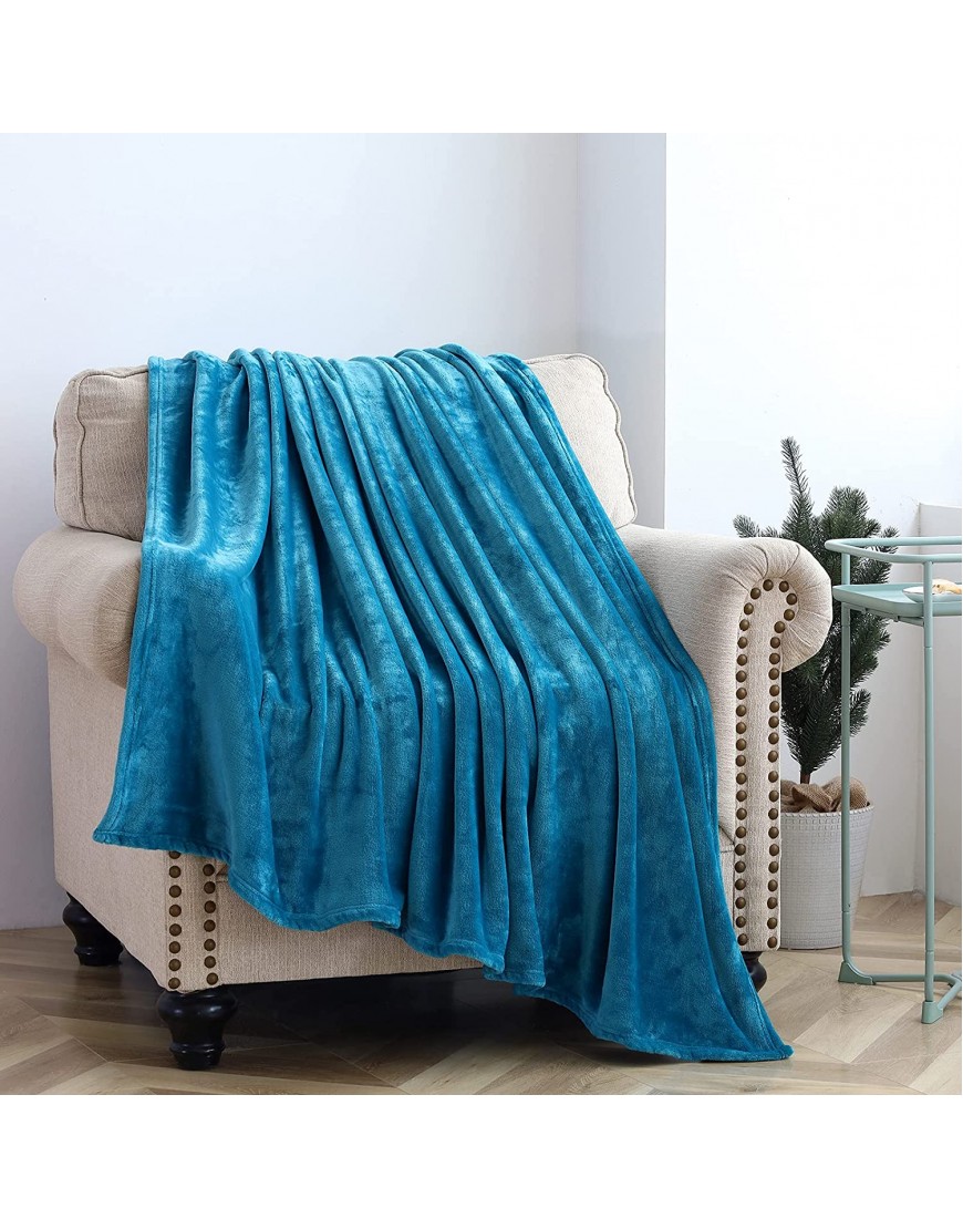 SOCHOW Flannel Fleece Blanket King Size All Season 300GSM Super Soft Cozy Blanket for Bed or Couch Teal Green