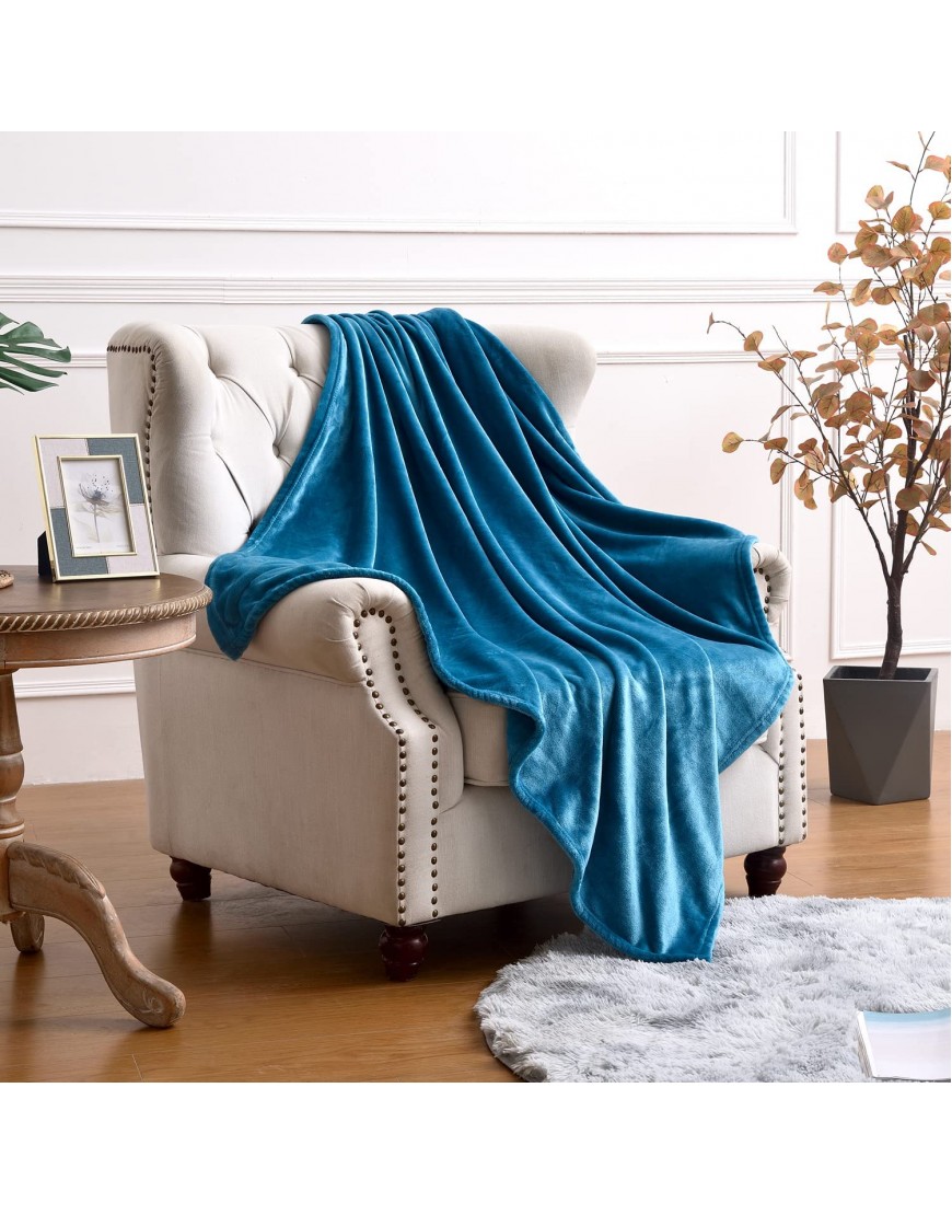 SOCHOW Flannel Fleece Blanket King Size All Season 300GSM Super Soft Cozy Blanket for Bed or Couch Teal Green
