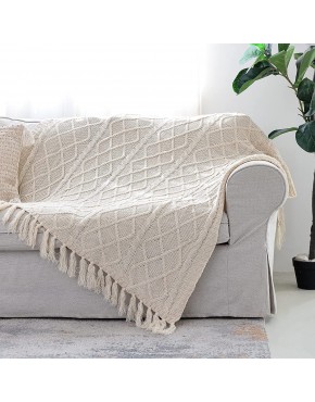 Solid Soft Cozy Cable Knitted Blanket Throw Lightweight Decorative Textured Cream Throw Blanket with Fringes for Couch Chairs Bed Sofa,Beige 50"x 60"