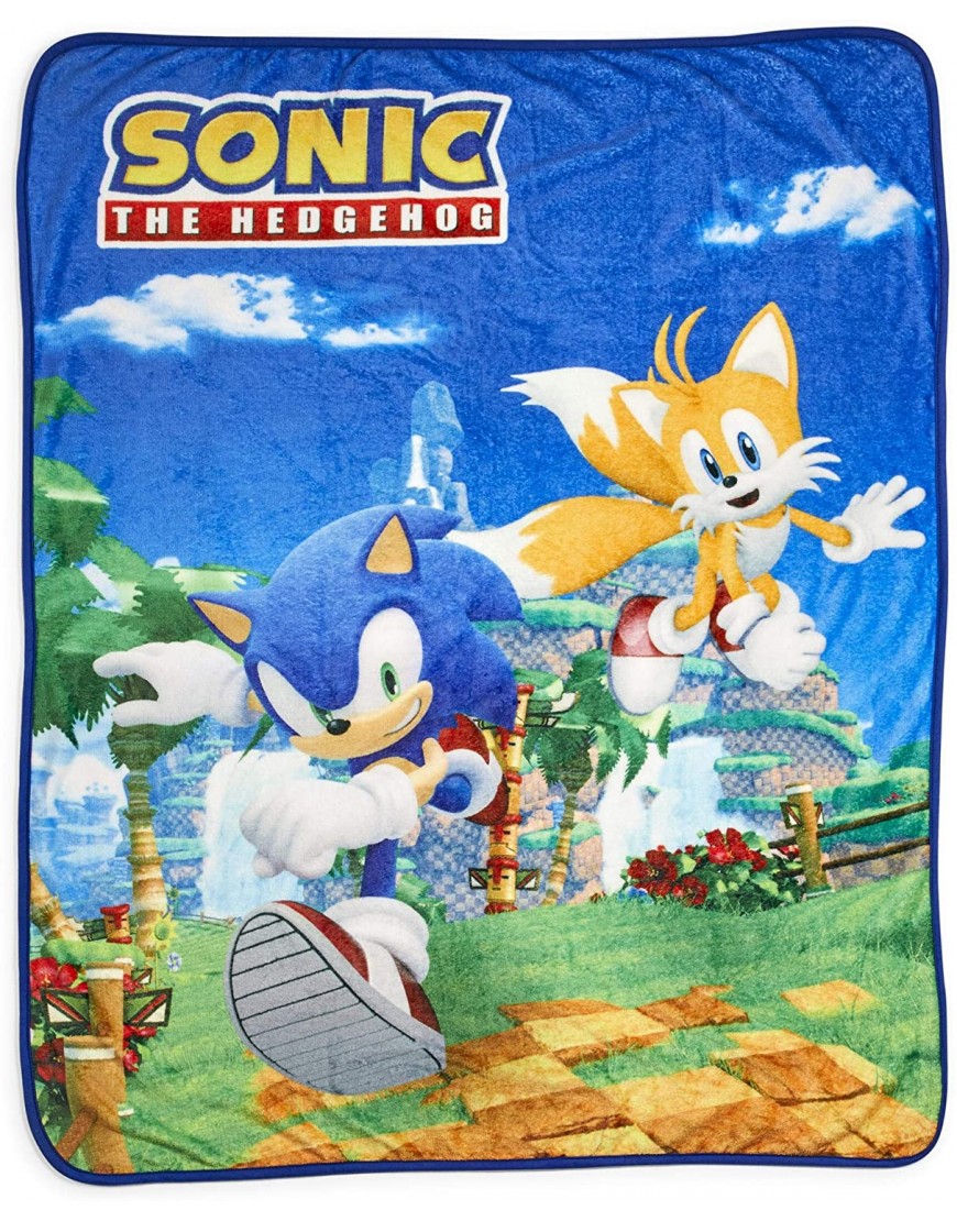 Sonic The Hedgehog Sonic & Tails Large Fleece Throw Blanket | Official Sonic The Hedgehog Collectible Blanket | Measures 60 x 45 Inches