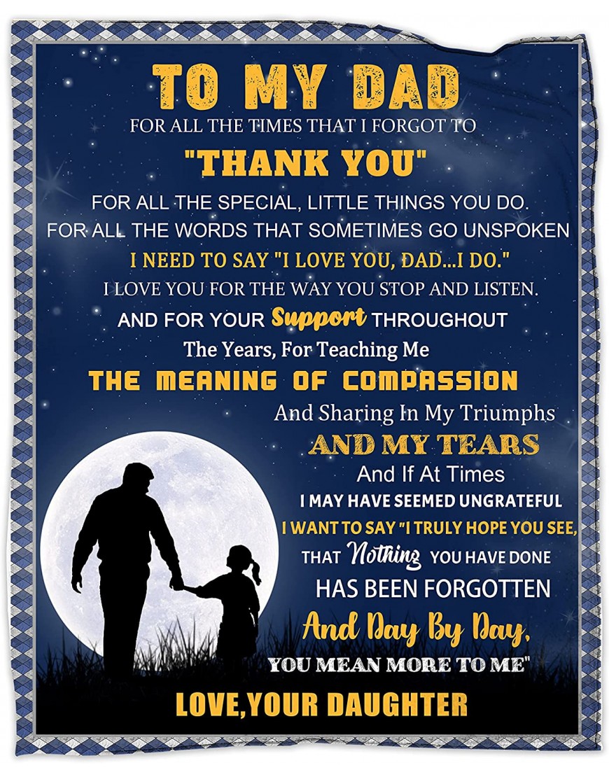 to My Dad Blanket from Daughter Father's Throw Blankets Gifts Birthday 50x60inch Blanket for Dad