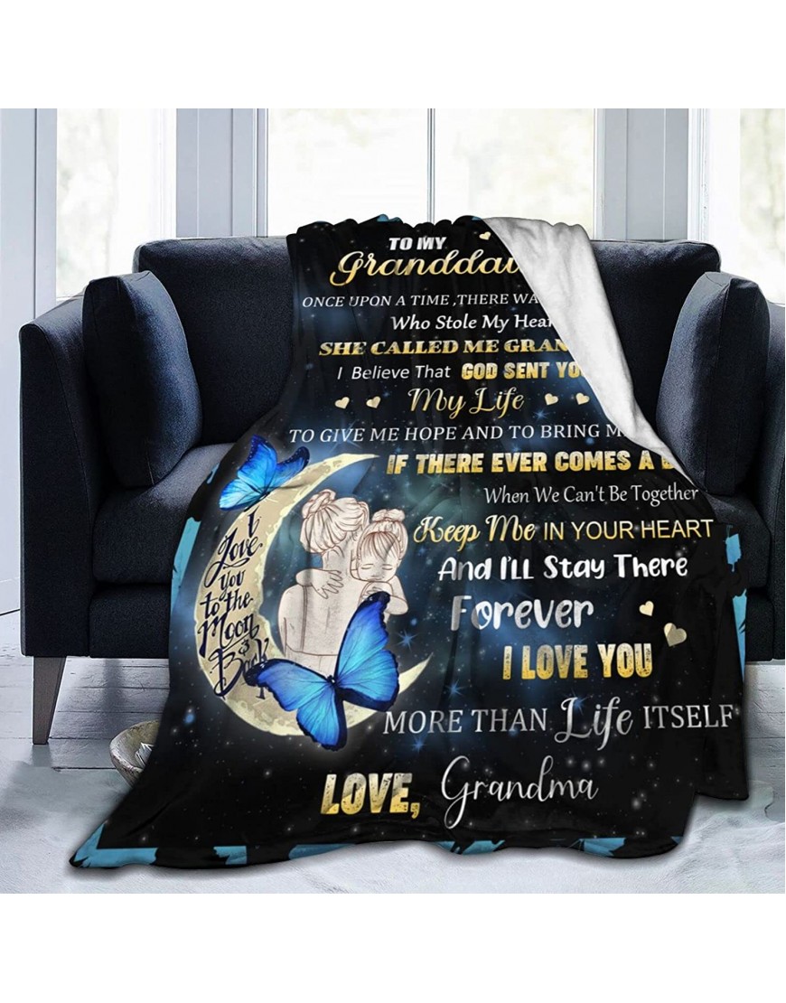 to My Granddaughter Blanket from Grandma Throw Blankets Gifts for Couch Sofa Bed Flannel Blankets Birthday Size 50x60inch Blanket for Her