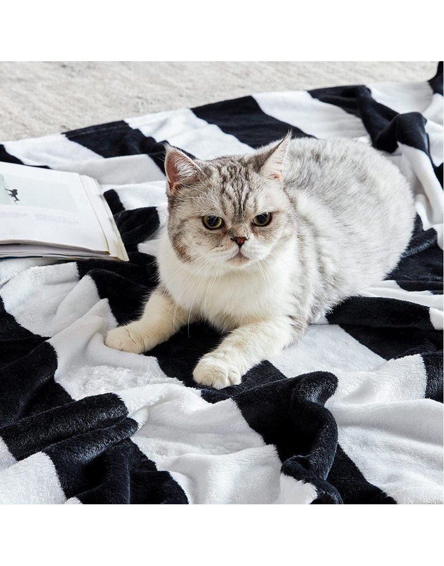 Touchat Fleece Throw Blanket Black and White Stripe Flannel Throw Blanket for Couch Sofa Bed 50'' x 70'' Super Soft Warm Fuzzy Plush Blankets Decor Lightweight Cozy Travel Camping Blanket