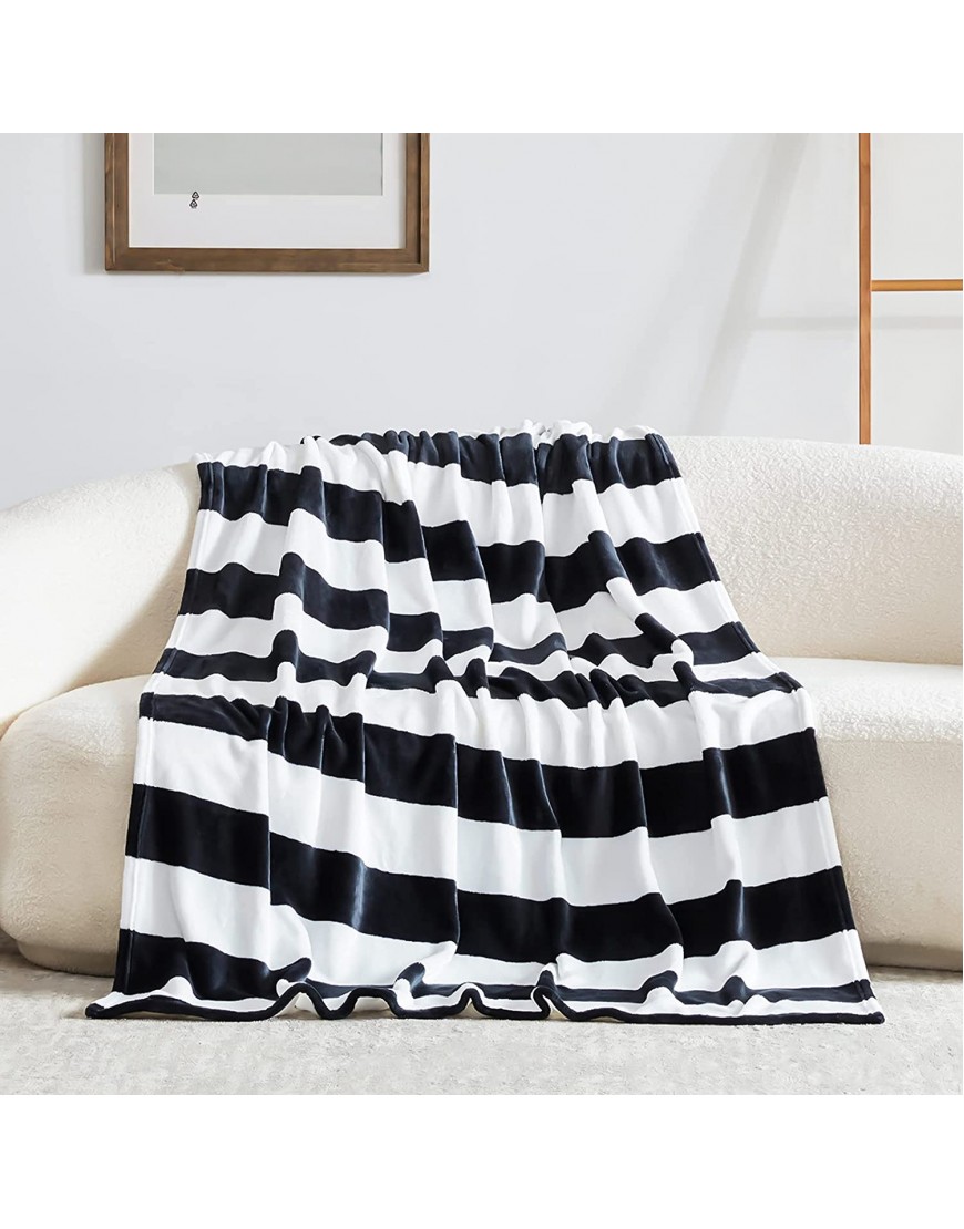 Touchat Fleece Throw Blanket Black and White Stripe Flannel Throw Blanket for Couch Sofa Bed 50'' x 70'' Super Soft Warm Fuzzy Plush Blankets Decor Lightweight Cozy Travel Camping Blanket