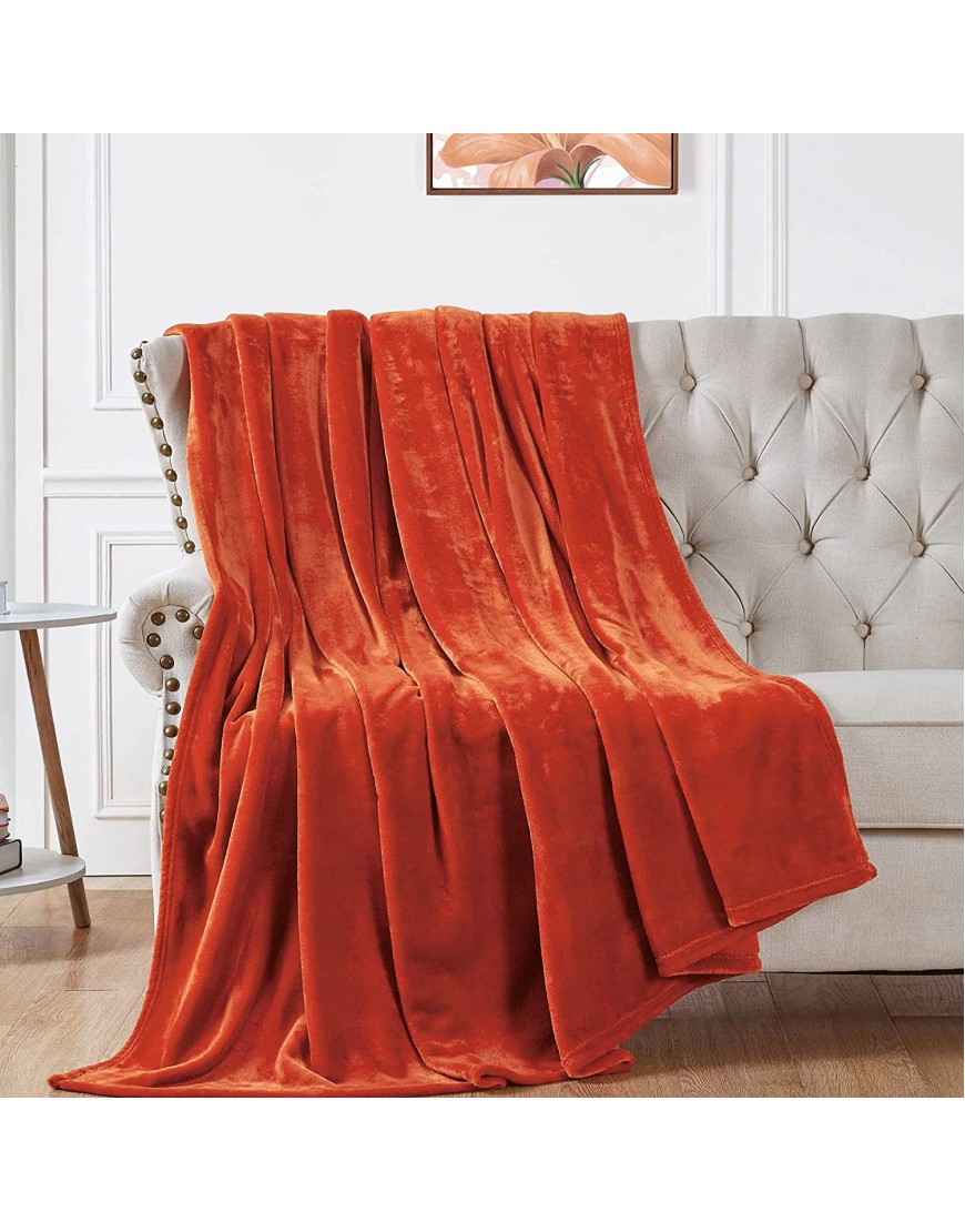 Walensee Fleece Blanket Plush Throw Fuzzy Lightweight Throw Size 50x60 Orange Super Soft Microfiber Flannel Blankets for Couch Bed Sofa Ultra Luxurious Warm and Cozy for All Seasons