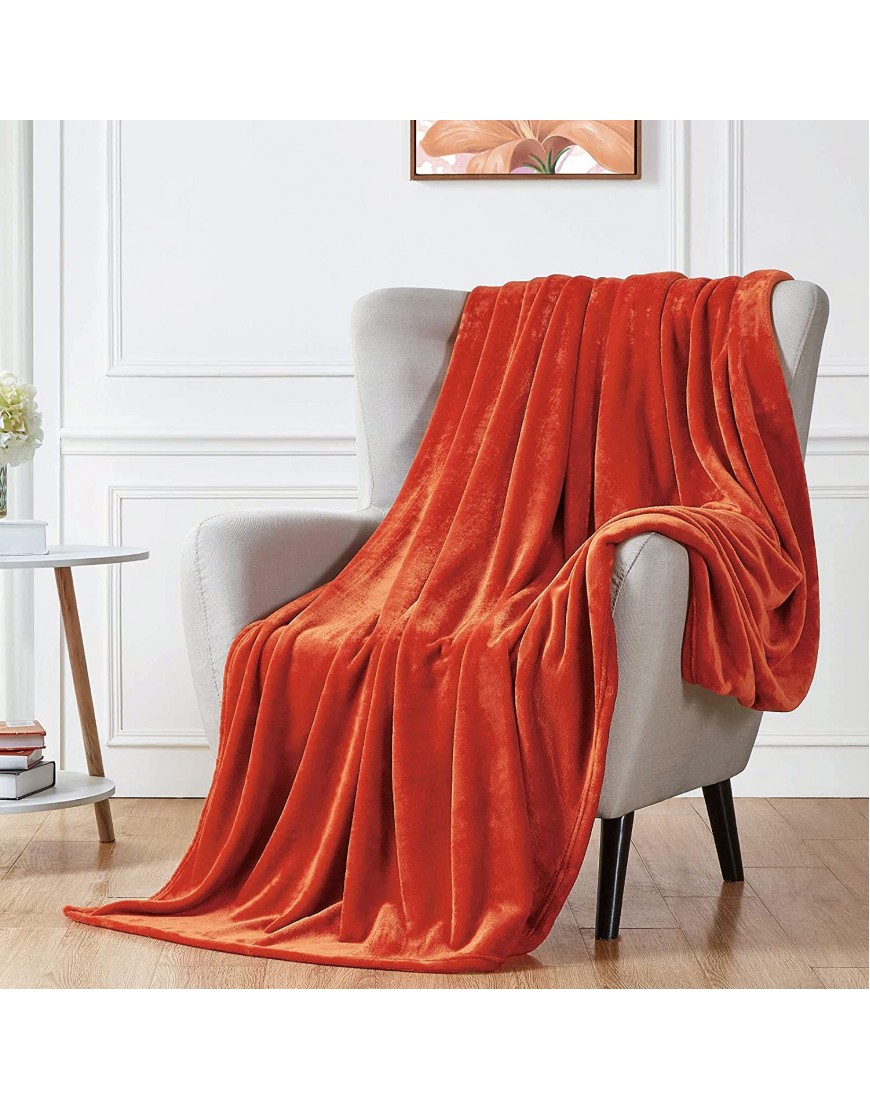 Walensee Fleece Blanket Plush Throw Fuzzy Lightweight Throw Size 50x60 Orange Super Soft Microfiber Flannel Blankets for Couch Bed Sofa Ultra Luxurious Warm and Cozy for All Seasons