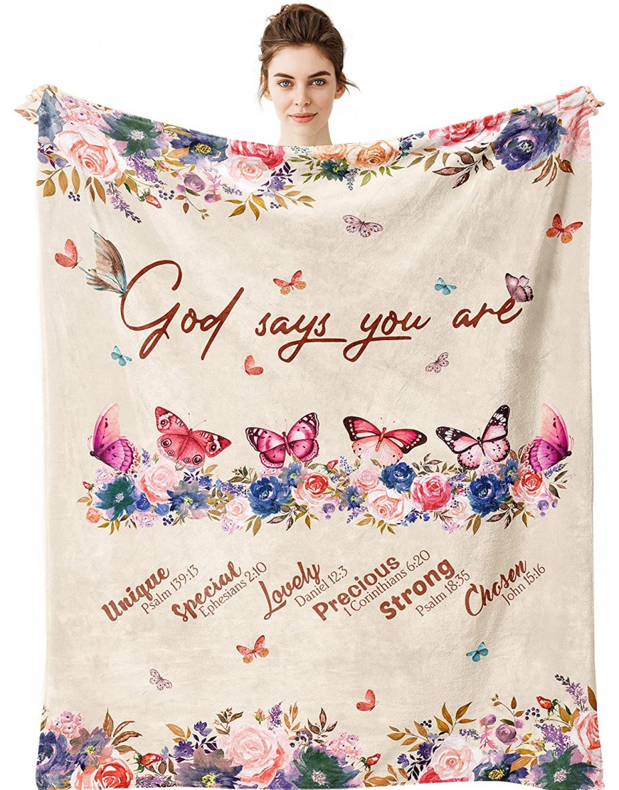 Yamco Christian Gifts for Women Men You are Inspiration Blanket Butterfly Gifts Religious for Her 60x 50 You are Inspiration Bible Verse Throw Blankets Godmother Anniversary Birthday Gift Ideas