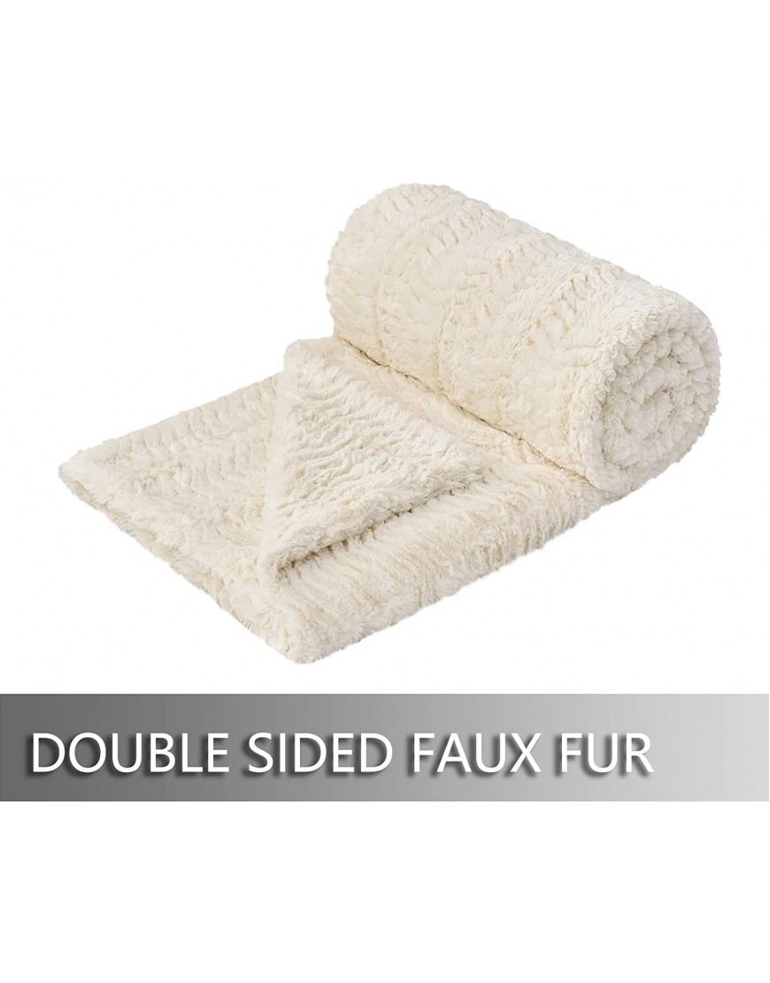 Yusoki Luxury Double Sided Faux Fur Throw BlanketWithout Pillows,Soft Fuzzy Fluffy Cozy Blanket Plush Furry Comfy Warm Blanket for Couch Bed Chair Sofa Bedroom Women Teen Girls GiftIvory,50 x 63