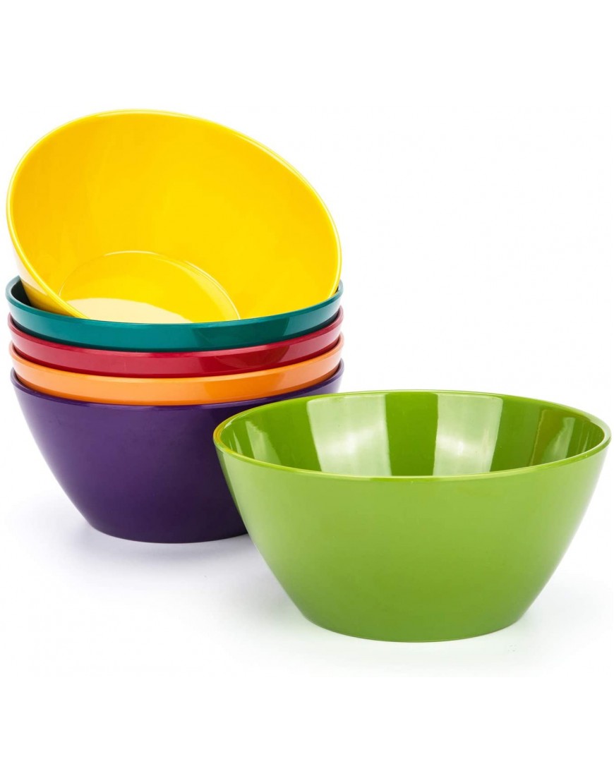 6-inch Melamine Bowls 26-ounce Cereal Bowls Salad Bowl set of 6 Multicolor | 100% Melamine Dishwasher Safe BPA Free