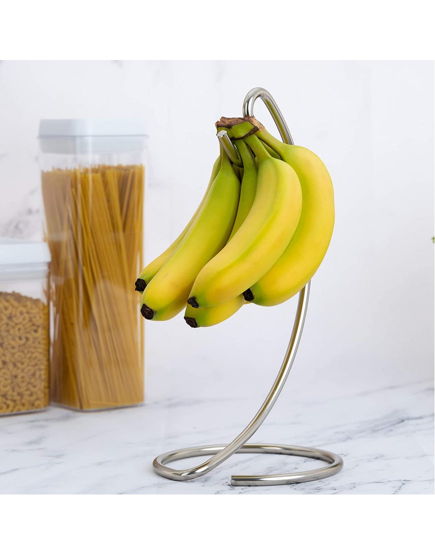 Banana Holder Modern Banana Hanger Tree Stand Hook for Kitchen Countertop Satin Nickel Banana Stand by Homeries Satin Nickel