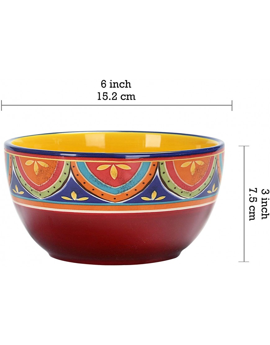 Bico Tunisian 26oz Ceramic Cereal Bowls Set of 4 for Pasta Salad Cereal Soup & Microwave & Dishwasher Safe