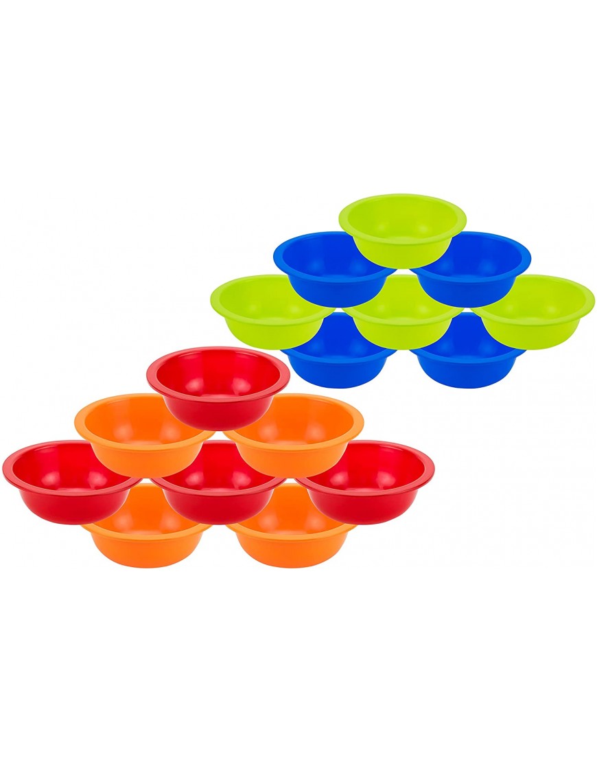 DecorRack Set of 16 Cereal Bowls Soup Bowl for Salad Fruit Dessert Snack Small Serving and Mixing Bowls BPA Free Plastic Shatter Proof and Unbreakable Assorted Colors 28 oz Set of 16
